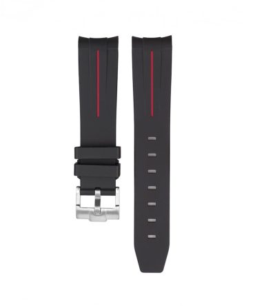 svart gummi med rött streck som följer boetten