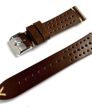 mörkbrunt läderband racing